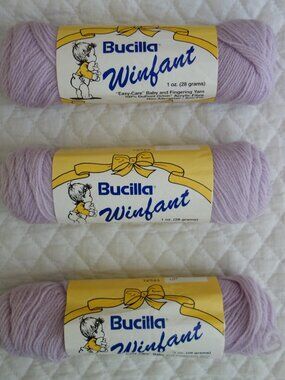 New Vntg Almost 3 Skeins (1oz / 28 grams each) of BUCILLA Winfant Light Lavendar